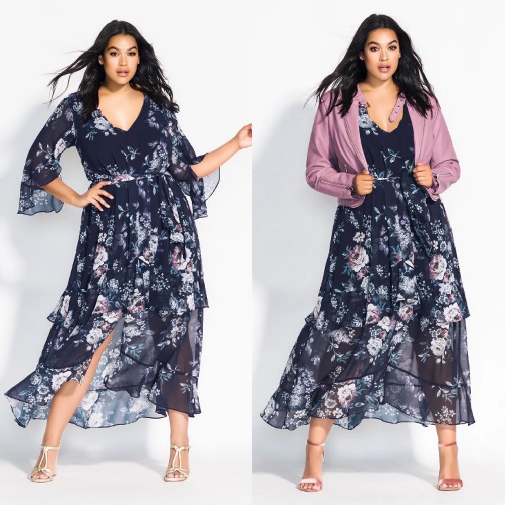 NWT City Chic Mysterious Floral Maxi Dress